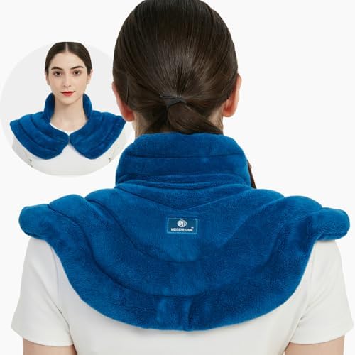 Microwavable Heat Pad for Neck and Shoulders, Warm Compress Wrap, Blue