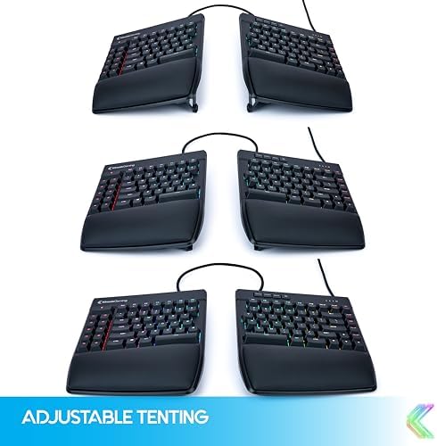 KINESIS Freestyle Edge RGB Plus Split Mechanical Keyboard | Hotswap Tactile Switches | RGB | Ergonomic | Detachable Palm Support | Fully Programmable | Mac Keycaps Included | Lift Kit Included