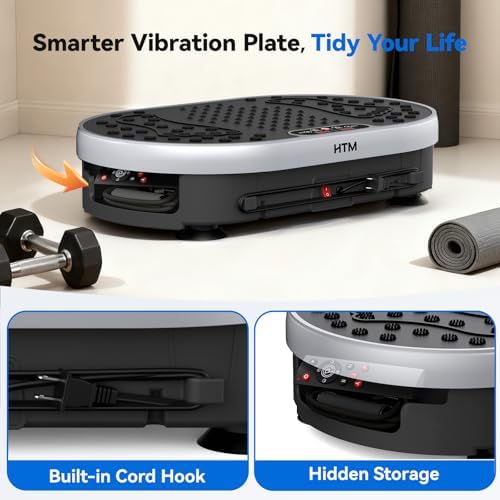 HTM Vibration Plate Exercise Machine, 9 Modes & 120 Speeds, Body Shake Plate with Resistance Bands Slot & Remote Control, Shake Board for Weight Loss Fat Burner Home Fitness Workout