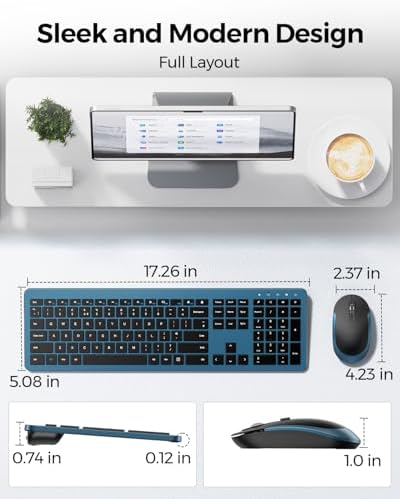 seenda Wireless Keyboard and Mouse Combo, Slim Full-Size Design