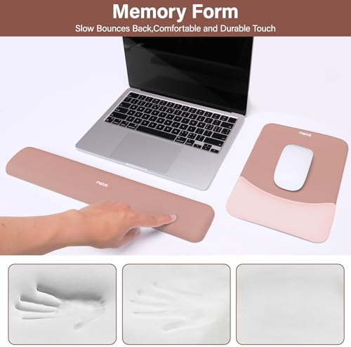 MOSISO Wrist Rest Support Mouse Pad & Keyboard Set, Salmon Pink
