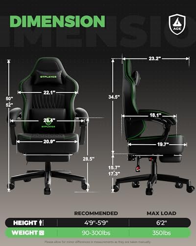 GTPLAYER Gaming Chair, Comfort Computer Office Chair for Adults, Black New