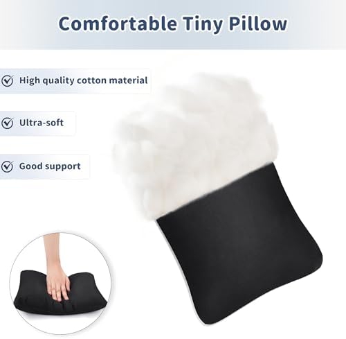 Pro Goleem 2-Pack Small Pillow, 7"x11" Mini Pillow for Travel, Camping, Sleeping, Nap & Neck, Lumbar, Knee Support, for Office, Bed, Car, Air, Tiny Cushion for Kids, Pets, Adults (Black)