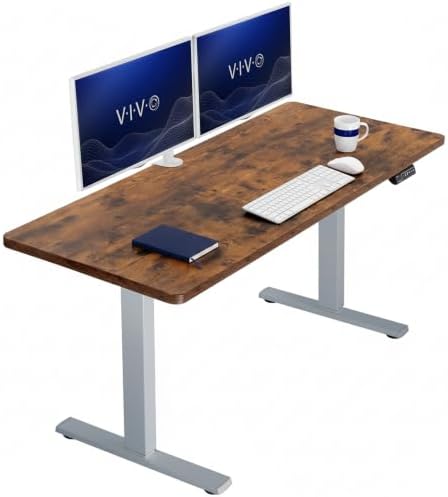 VIVO Rustic Vintage Brown 60 x 24 in Standing Desk, DESK-KIT-1G6N
