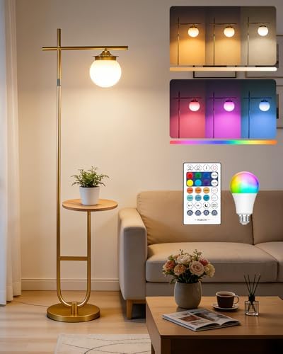 Floor Lamp for Living Room, RGBCW Modern Standing Tall Lamp Remote