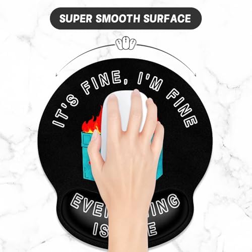 ITNRSIIET Ergonomic Mouse Pad with Wrist Support Wrist Rest Smooth Surface Non-Slip Rubber Base Comfortable Office Supplies Pain Relief, 9.8 x 9.1 inches, Cute Dumpster