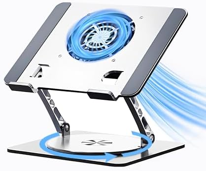 Adjustable Laptop Stand with Cooling Fan & 360 Rotating Base