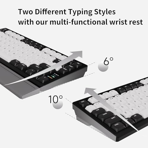 OOCTPK Mechanical Keyboard, Chilkey ND75 LP Wireless Gaming Keyboard with LCD Screen, Bluetooth 5.3/2.4G/USB-C, Hot Swappable Per-Key RGB Custom, Thin Front, Wrist Rest, Full-Aluminum, PC/Mac Support