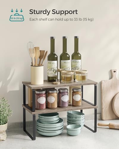 SONGMICS Cabinet Organizer Shelf, Set of 4 Spice Rack, Kitchen Storage