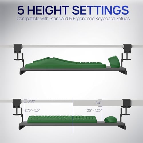 VIVO White Clamp-on 27 x 11 in Adjustable Keyboard Tray, MOUNT-KB05HW