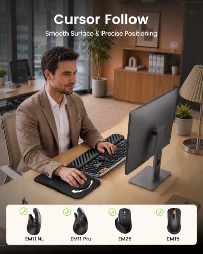 ProtoArc KMP50 Ergonomic Mouse Pad with Wrist Rest, PU Leather, Black