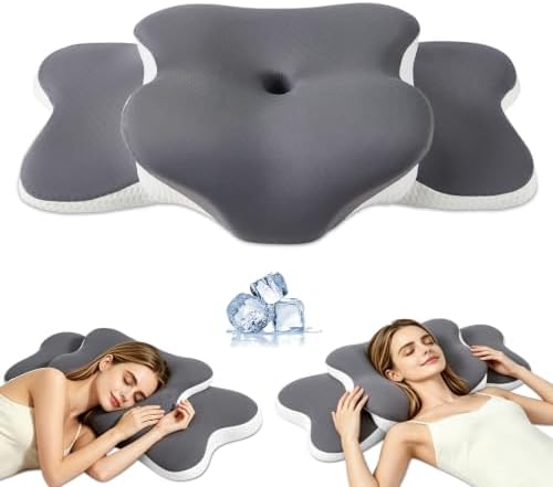 Cervical Neck Pillow for Neck Pain Relief & Side Sleeper | Ergo Pillow for Sleep Apnea, Neck Pain, and Snoring Relief | Orthopedic Memory Foam with Ergonomic Neck Support, Gray, Large