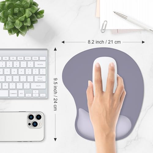 ITNRSIIET Ergonomic Mouse Pad, Cushioned Gel Wrist Rest, Non-Slip Base, Smooth Surface, Compatible with All Mice for Office & Gaming, Desk Accessory, 9.5 x 8.2 inch, Mist Gray