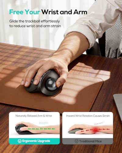 Nulea Wireless Ergonomic Vertical Trackball Mouse Thumb Control