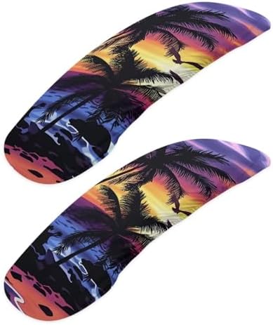Chair Arm Rest Covers Set of 2, Coconut Tree Beach Print Gaming Chair Arm Covers Protectors, Skin Friendly Breathable Computer Desk Chair Arm Covers