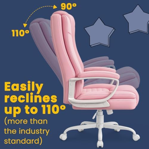 OFIKA Leather Office Desk Chair,Ergonomic Office Chair with Lumbar Support,Computer Chair,Executive Leather Chair with Padded Flip-up Arm,Adjustable Armrests, Black,275LBS