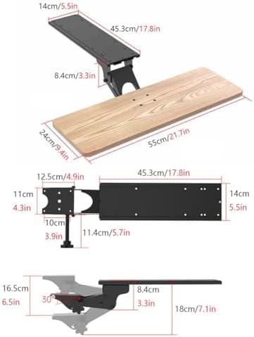 Under Desk Adjustable Keyboard Tray, Slide-Out Keyboard Platform, 360° Swivel, Pull Out and Tilt Computer Keyboard and Mouse Holder, Office Ergonomic Keyboard Drawer(Natural,24x55cm/9.4x21.7in)