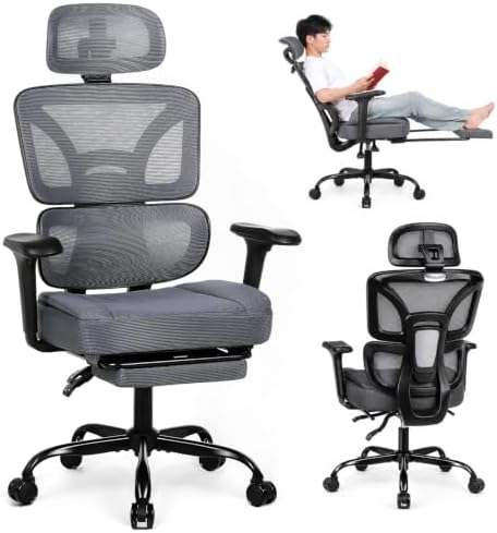 Ergonomic Office Chair with Footrest - High Back Mesh Computer Desk Chair