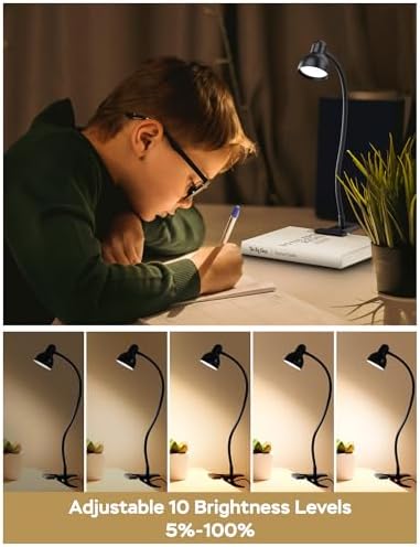 LiFMIRA Clip-on Reading Light - 3 Color Modes, 10 Dimmable Brightness,Black