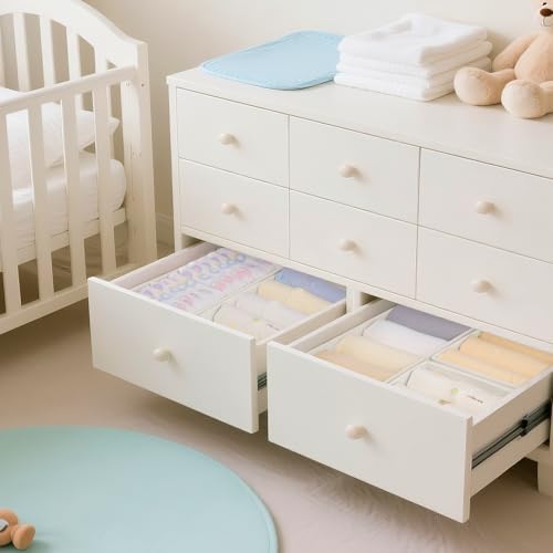 Criusia Drawer Organizer Clothes, 21 Pack Dresser Organizer for Baby Clothes, Underwear, Sock - Foldable Closet Organization and Storage Dividers Bins for Nursery, Bedroom (Oatmeal)