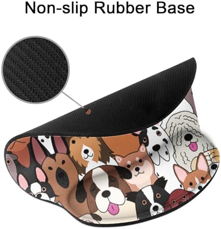Britimes Ergonomic Mouse Pad with Wrist Support, Dogs Doodle