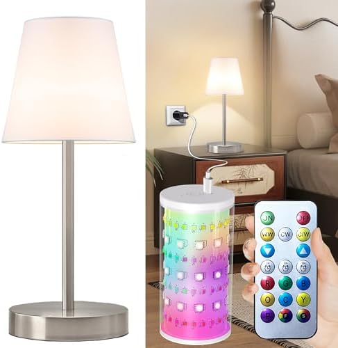 1 Pack Cordless Table Lamp Rechargeable, 10000 mAh Portable LED Battery Operated Lamp with Remote Control, 10 Colors Dimmable Touch Desk Light with Timer for Bedside Night Light Outdoor Patio Camping