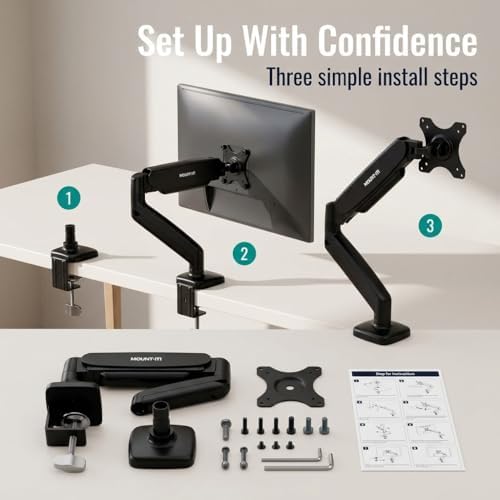 Mount-It! Single Monitor Arm Desk Mount, 13-32", 17.6 lbs