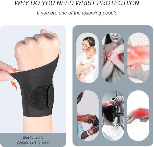 2 Pcs Ultra-Thin Wrist Brace Support for Carpal Tunnel, Pain Relief, Arthritis, Tendonitis, Elastic Wrist Wraps Right and Left Hands - Compression and Support for Fitness Enthusiasts (All Black)