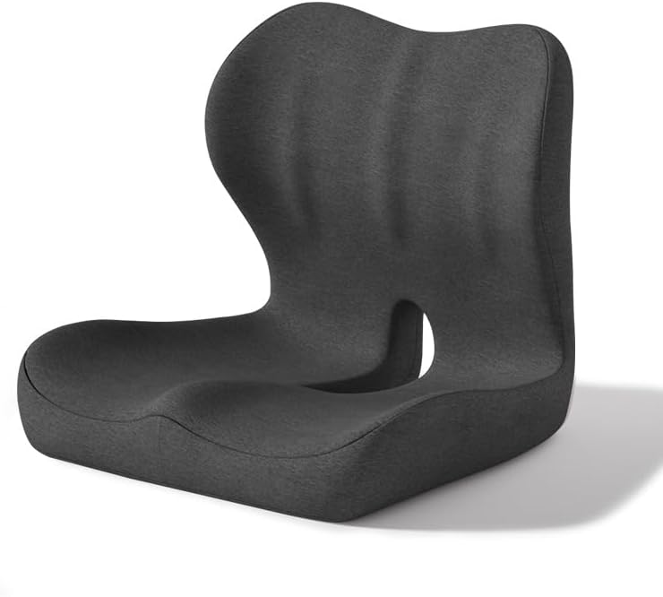 Celinva Orthopedic Cushion Seat Cushion,L-Shaped Lumbar Support,Breathable,Design for Office Chair,Car,Wheelchair Ergonomic Non Slip MemoryFoam Seat Skin with Back Support (Black pro)