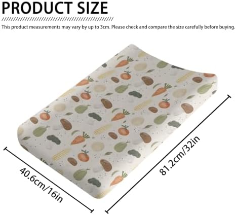 Cartoon Vegetable Mushroom Carrots Pattern Baby Changing Pad Cover, Unisex Vegetable Nursery Diaper Changing Table Pad Mat Sheet for Boys Girls-16x32