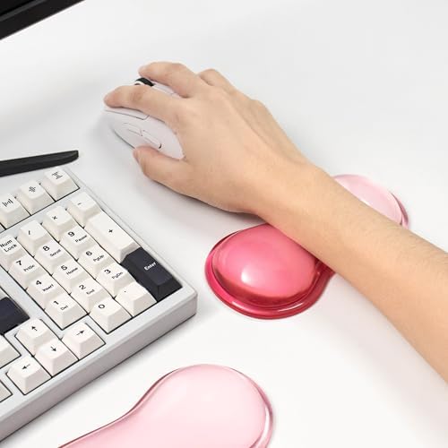 Gel Keyboard and Mouse Wrist Rest Set, Pink Wrist Pad for Computer Keyboard