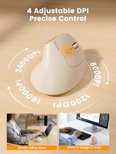 SABLUTE MAM3 Ergonomic Mouse, Bluetooth Mouse for Small and Medium Hands