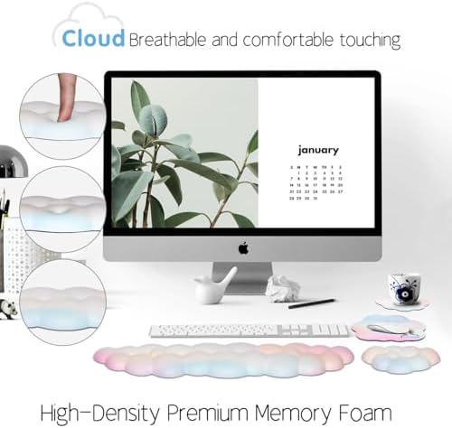 4 in 1 Ergonomic Leather Cloud Wrist Rest Keyboard and Mouse Pad & Coaster