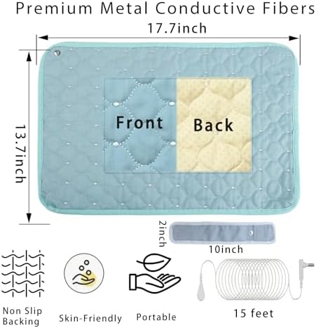 Conductive Metal Fabric Grounding Mat Set with Grounding Wristband and 15ft Cord for Bed/Desk/Floor/Feet - Machine Washable, Healthy Material to Improve Sleep and Wellness