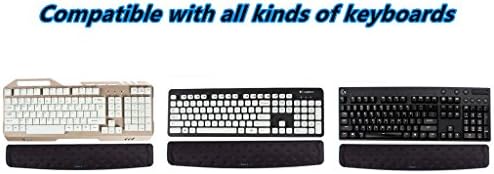 BRILA Keyboard Wrist Rest Support Cushion Pad for Computer, Laptop, Office Work, PC Gaming - Memory Foam Gel with Massage Holes Design - Non-Slip Easy Typing Wrist Pain Relief (Black Keyboard Pad)