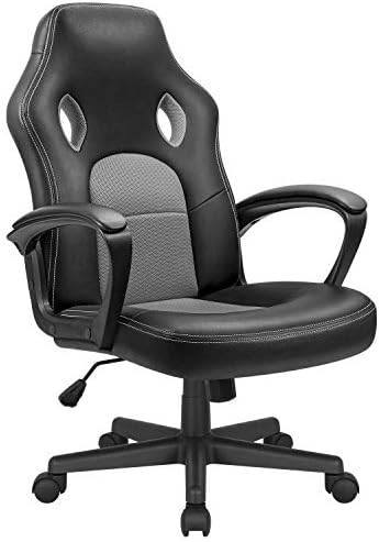 Office Gaming Chair High Back Leather Computer Chairs Ergonomic Height Adjustable Racing Game Desk Chair Executive Conference Task Chair (Grey)