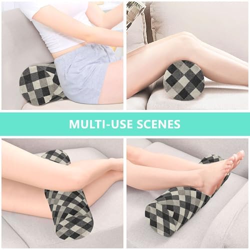 Long Bolster Pillow Cervical Neck Roll Pillow Cylinder Round Pillow for Back Pillows Cylinder Pillow Support for Legs Argyle Plaid Dimgray