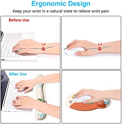 Dapesuom Keyboard Wrist Rest and Mouse Pad with Wrist Support, Memory Foam Cushion for Keyboard and Mouse Set, Ergonomic Desktop Pad Rests with Non Slip Base for Easy Typing & Pain Relief, Painting