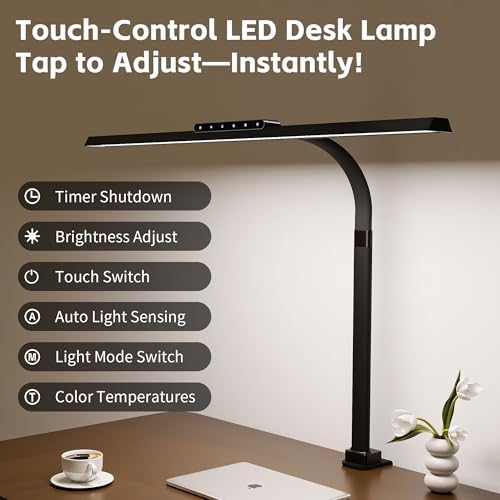 24W LED Desk Lamp with Clamp, 2100LM Ultra Bright Architect Desk Light