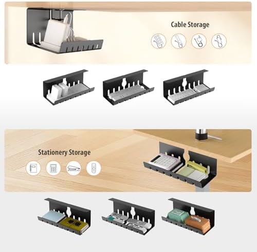 Syeeiex Under Desk Cable Management Tray, Cord Management, Black, 17inch