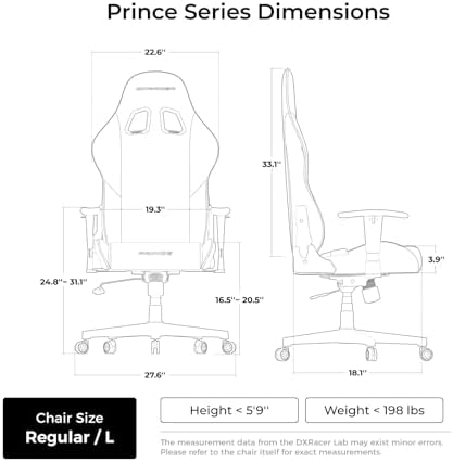DXRacer Prince Series L Gaming Chair - Reclining, Ergonomic & Comfortable Computer Chair with 2D Armrest, Wing-Shaped Seat Base & Headrest Pillow Faux Leather (Faux Leather, Black & Blue)