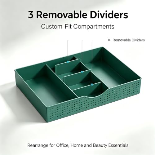 gianotter Desk Organizers and Accessories, Monitor Stand with Drawer and 2 Pen Holder, Desktop Organizer Suitable for Offices and Dormitories (Green)