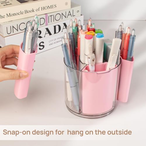 360° Rotating Pen Holder for Desk Adjustable Pencil Organizer, Pink