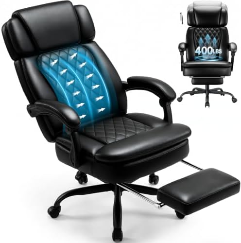 Big and Tall Office Chair 400lbs, PU Leather Executive Chair