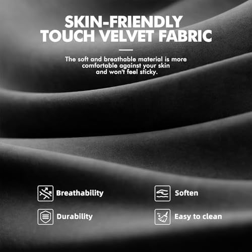 Soontrans Black Velvet Fabric Gaming Chairs with Footrest, Ergonomic Comfortable Video Gamer Chair, Reclining Office Computer Desk Game Chairs with Massage Lumbar Cushion,Headrest for Adult