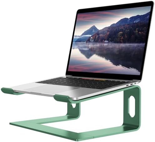 ALASHI Ergonomic Laptop Stand, Aluminum Desk Riser, 10-15.6", Light Green