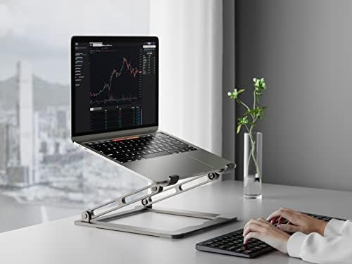 Laptop Stand for Desk - Adjustable Laptop Holder, Portable Laptop Riser with Multi-Angle Height Adjustable Computer Stand for MacBook Air/Pro and More Notebooks 10-17.3" - Grey
