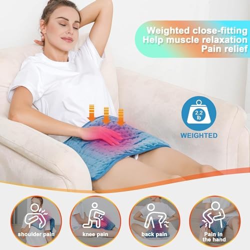 Heating Pad,Heated Blanket,Heating Pad for Back Neck,GrayBlue,24x12 in