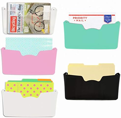 Simple Houseware Wall Mount Single Pocket Hanging File Holder, 5-Pack
