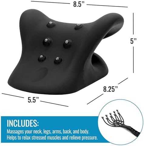 HealthSmart Neck & Shoulder Traction Device, Neck & Shoulder Relaxer, Magnetic Therapy, Cervical Spine Alignment and TMJ Relief, Neck Pain Relief, Black